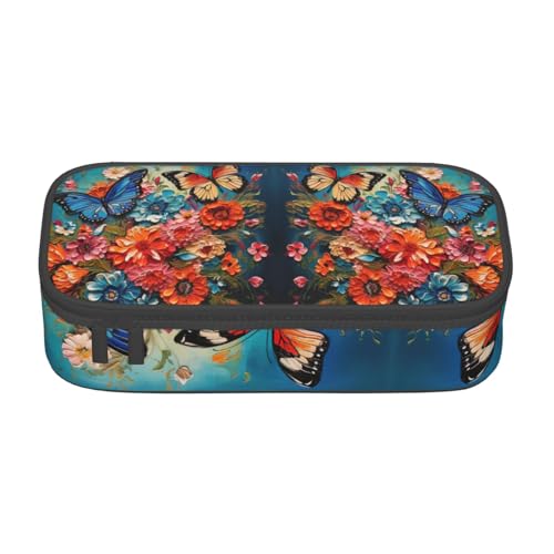 LJABCVNN Multifunktionales Federmäppchen mit Blumen- und Schmetterlings-Aufdruck, Schreibwaren-Organizer-Box für Damen und Herren LJABCVNN Multifunktionales Federmäppchen mit Blumen- und Schmetterlings-Aufdruck, Schreibwaren-Organizer-Box für Damen und Herren von LJABCVNN