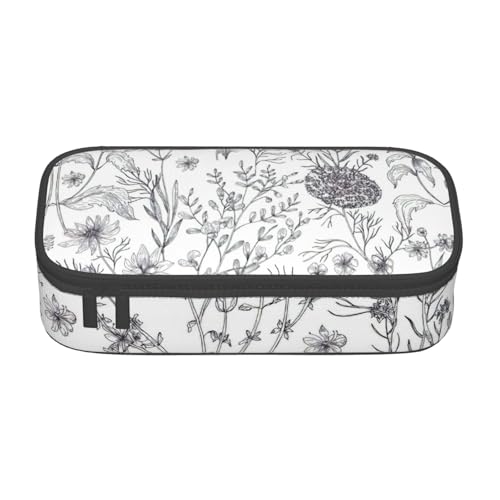 LJABCVNN Multifunktionales Federmäppchen mit Blumenkräutern und Kräuterpflanzen, Schreibwaren-Organizer-Box für Damen und Herren von LJABCVNN