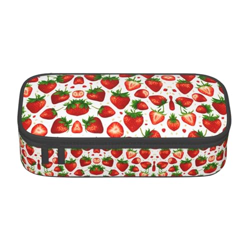 LJABCVNN Multifunktionales Federmäppchen mit Erdbeermotiv, Schreibwaren-Organizer-Box für Damen und Herren von LJABCVNN