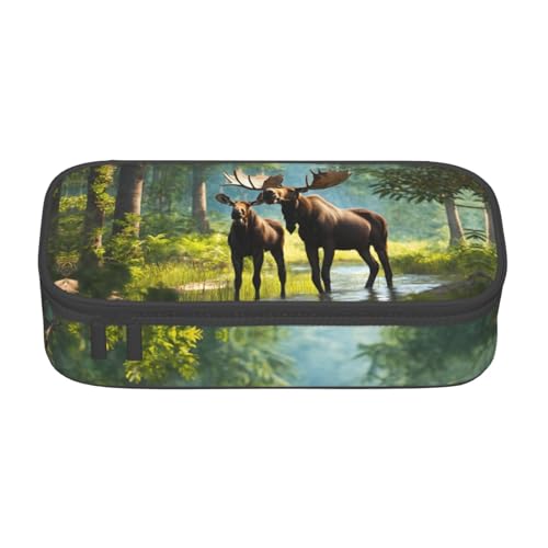 LJABCVNN Multifunktionales Federmäppchen mit Hirschbär-Elch-Aufdruck, Schreibwaren-Organizer-Box für Damen und Herren LJABCVNN Multifunktionales Federmäppchen mit Hirschbär-Elch-Aufdruck, Schreibwaren-Organizer-Box für Damen und Herren von LJABCVNN