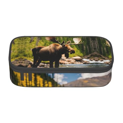 LJABCVNN Multifunktionales Federmäppchen mit Hirschbär-Elch-Aufdruck, Schreibwaren-Organizer-Box für Damen und Herren LJABCVNN Multifunktionales Federmäppchen mit Hirschbär-Elch-Aufdruck, Schreibwaren-Organizer-Box für Damen und Herren von LJABCVNN