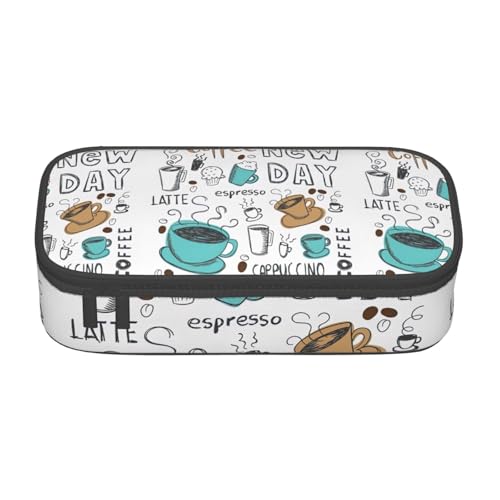 LJABCVNN Multifunktionales Federmäppchen mit Kaffee-Aufdruck, Schreibwaren-Organizer-Box für Damen und Herren von LJABCVNN
