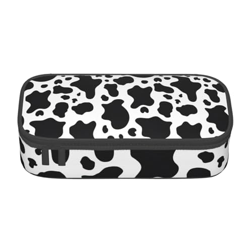 LJABCVNN Multifunktionales Federmäppchen mit Kuh-Aufdruck, Schreibwaren-Organizer, Box für Damen und Herren, Schwarz / Weiß von LJABCVNN