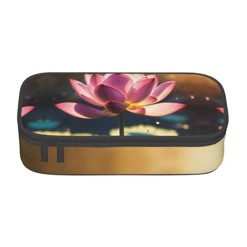 LJABCVNN Multifunktionales Federmäppchen mit Lotusblumen-Aufdruck, Schreibwaren-Organizer-Box für Damen und Herren von LJABCVNN