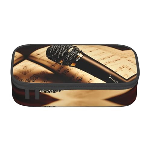 LJABCVNN Multifunktionales Federmäppchen mit Mikrofon mit Musiknoten-Druck, Schreibwaren-Organizer-Box für Damen und Herren LJABCVNN Multifunktionales Federmäppchen mit Mikrofon mit Musiknoten-Druck, Schreibwaren-Organizer-Box für Damen und Herren von LJABCVNN