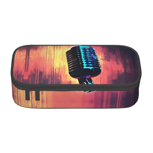 LJABCVNN Multifunktionales Federmäppchen mit Mikrofon mit Musiknoten-Druck, Schreibwaren-Organizer-Box für Damen und Herren LJABCVNN Multifunktionales Federmäppchen mit Mikrofon mit Musiknoten-Druck, Schreibwaren-Organizer-Box für Damen und Herren von LJABCVNN