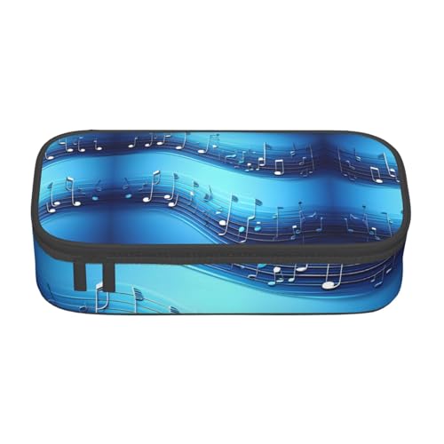 LJABCVNN Multifunktionales Federmäppchen mit Musiknoten-Druck, himmelblau, Schreibwaren-Organizer-Box für Damen und Herren von LJABCVNN