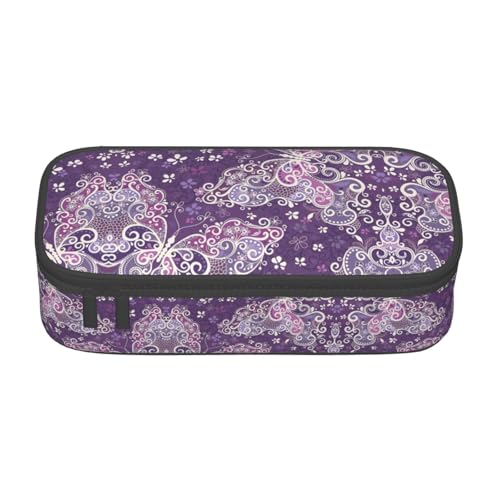 LJABCVNN Multifunktionales Federmäppchen mit Schmetterlings-Aufdruck, Schreibwaren-Organizer, Box für Damen und Herren, Violett von LJABCVNN