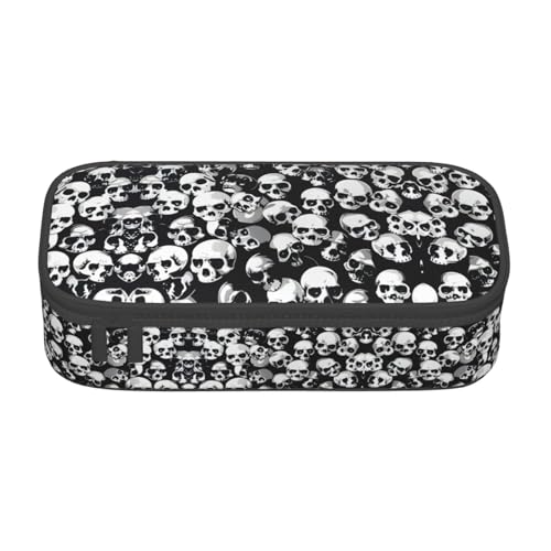 LJABCVNN Multifunktionales Federmäppchen mit Totenkopf-Motiv, Schreibwaren-Organizer, Box für Damen und Herren, Schwarz von LJABCVNN