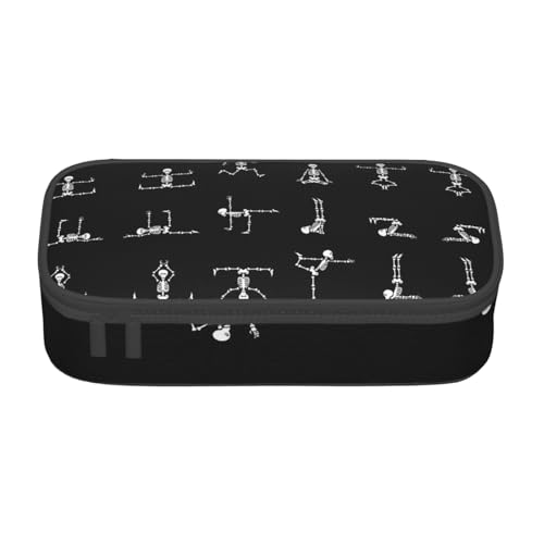 LJABCVNN Multifunktionales Federmäppchen mit Totenkopf-Yoga-Druck, Schreibwaren-Organizer-Box für Damen und Herren von LJABCVNN