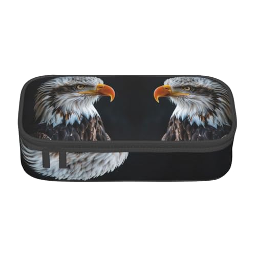 LJABCVNN Multifunktionales Federmäppchen mit Weißkopfseeadler-Druck, Schreibwaren-Organizer-Box für Damen und Herren von LJABCVNN