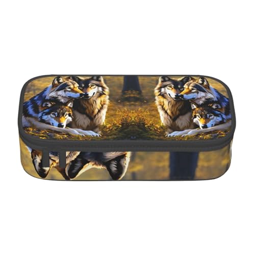 LJABCVNN Multifunktionales Federmäppchen mit Wolfs-Aufdruck, Schreibwaren-Organizer-Box für Damen und Herren LJABCVNN Multifunktionales Federmäppchen mit Wolfs-Aufdruck, Schreibwaren-Organizer-Box für Damen und Herren von LJABCVNN