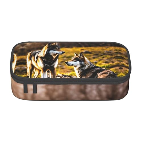 LJABCVNN Multifunktionales Federmäppchen mit Wolfs-Aufdruck, Schreibwaren-Organizer-Box für Damen und Herren LJABCVNN Multifunktionales Federmäppchen mit Wolfs-Aufdruck, Schreibwaren-Organizer-Box für Damen und Herren von LJABCVNN