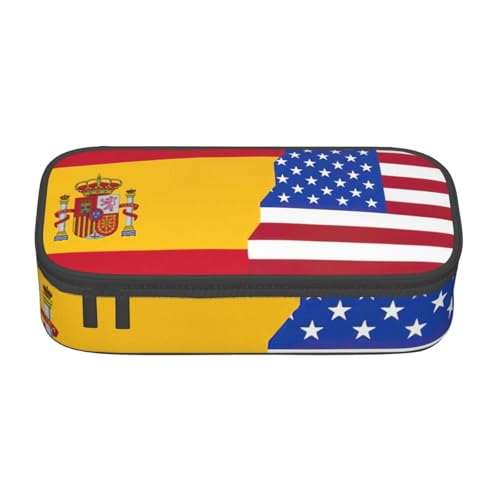 LJABCVNN Multifunktionales Federmäppchen mit amerikanischer Spanien-Flagge, Schreibwaren-Organizer-Box für Damen und Herren von LJABCVNN