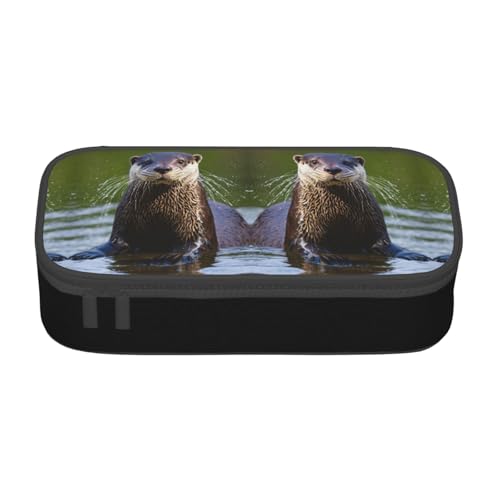 LJABCVNN Multifunktionales Federmäppchen mit braunem Otter-Motiv, für Damen und Herren von LJABCVNN