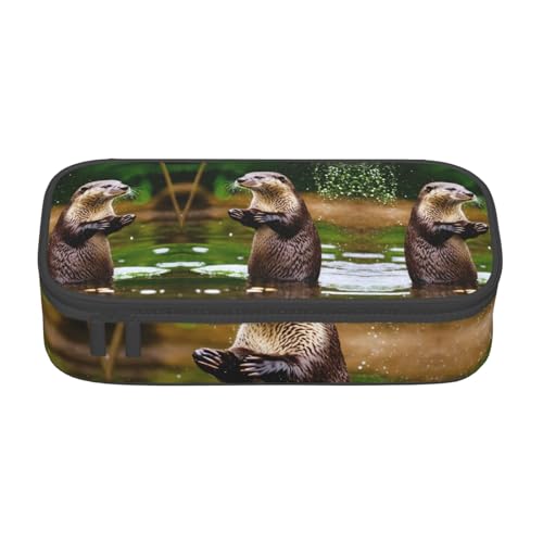 LJABCVNN Multifunktionales Federmäppchen mit braunem Otter-Motiv, für Damen und Herren von LJABCVNN