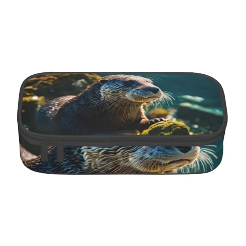 LJABCVNN Multifunktionales Federmäppchen mit braunem Otter-Motiv, für Damen und Herren von LJABCVNN