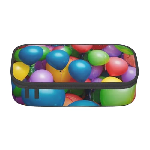 LJABCVNN Multifunktionales Federmäppchen mit buntem Luftballon-Motiv und blauem Himmel, Schreibwaren-Organizer-Box für Damen und Herren von LJABCVNN