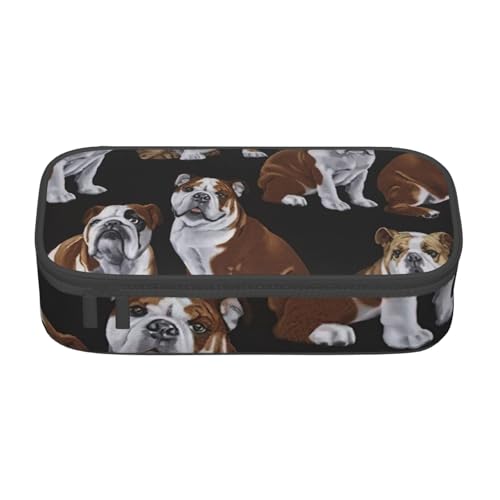 LJABCVNN Multifunktionales Federmäppchen mit englischer Bulldogge, Schreibwaren-Organizer, Box für Damen und Herren von LJABCVNN