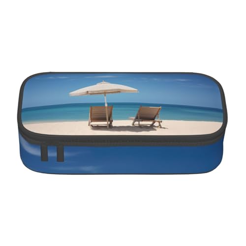 LJABCVNN Multifunktionales Federmäppchen mit entspanntem Stranddruck, Schreibwaren-Organizer-Box für Damen und Herren, Schwarz , Einheitsgröße, Koffer von LJABCVNN