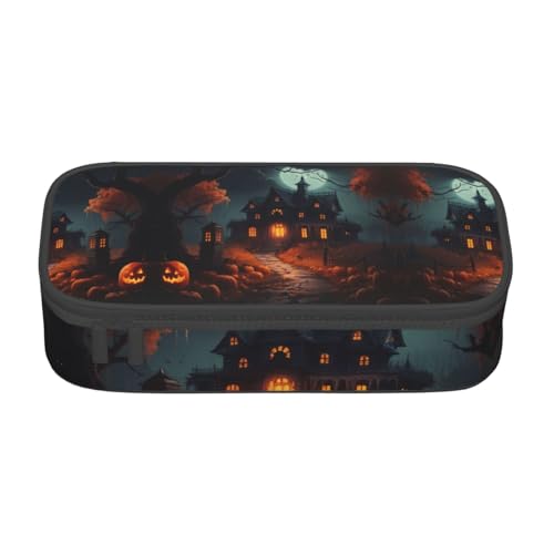 LJABCVNN Multifunktionales Federmäppchen mit gruseligem Halloween-Druck, Schreibwaren-Organizer-Box für Damen und Herren von LJABCVNN