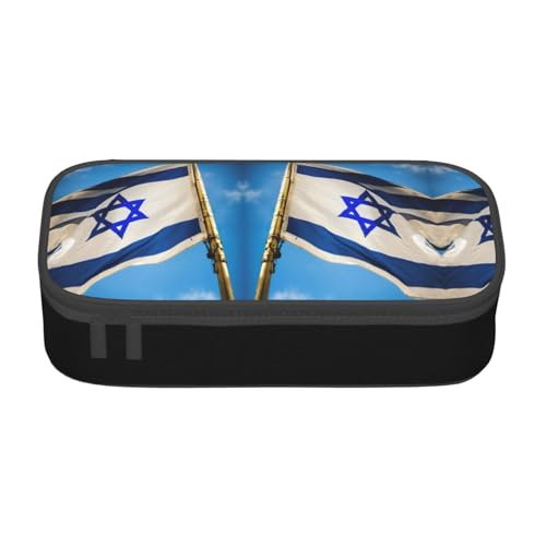 LJABCVNN Multifunktionales Federmäppchen mit israelischer Flagge, Schreibwaren-Organizer-Box für Damen und Herren von LJABCVNN