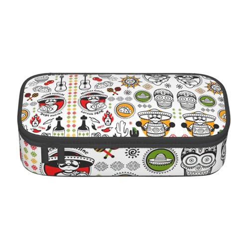 LJABCVNN Multifunktionales Federmäppchen mit mexikanischen Salsa-Symbolen, Schreibwaren-Organizer-Box für Damen und Herren LJABCVNN Multifunktionales Federmäppchen mit mexikanischen Salsa-Symbolen, Schreibwaren-Organizer-Box für Damen und Herren von LJABCVNN