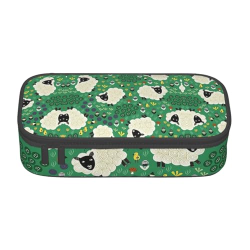 LJABCVNN Multifunktionales Federmäppchen mit niedlichem Cartoon-Schaf-Druck, Schreibwaren-Organizer-Box für Damen und Herren von LJABCVNN