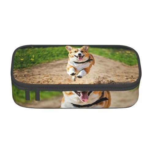 LJABCVNN Multifunktionales Federmäppchen mit niedlichem Corgi-Druck, Schreibwaren-Organizer-Box für Damen und Herren von LJABCVNN