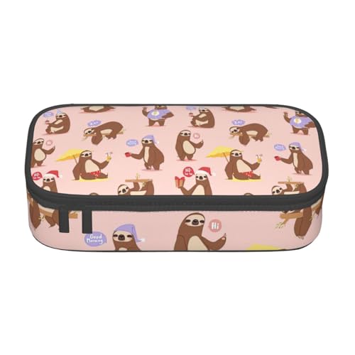 LJABCVNN Multifunktionales Federmäppchen mit niedlichem Faultier-Druck, Schreibwaren-Organizer-Box für Damen und Herren von LJABCVNN