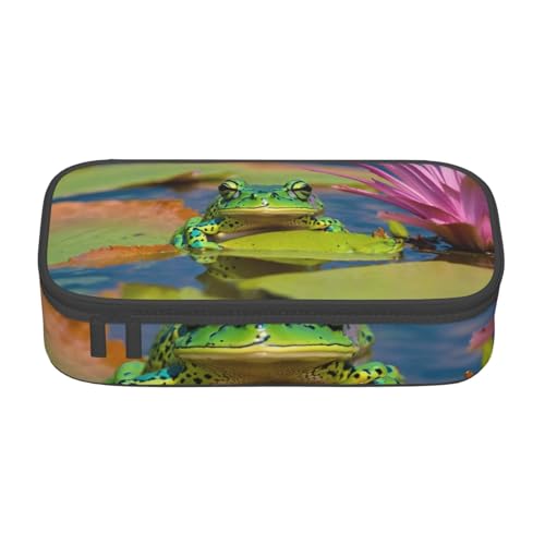LJABCVNN Multifunktionales Federmäppchen mit niedlichem Frosch-Aufdruck, Schreibwaren-Organizer-Box für Damen und Herren von LJABCVNN