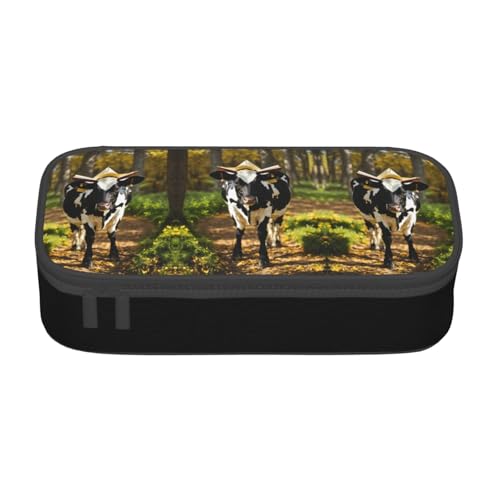 LJABCVNN Multifunktionales Federmäppchen mit niedlichem Kuh-Druck, Schreibwaren-Organizer-Box für Damen und Herren von LJABCVNN