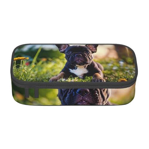 LJABCVNN Multifunktionales Federmäppchen mit niedlichem Mops-Aufdruck, Schreibwaren-Organizer, Box für Damen und Herren von LJABCVNN