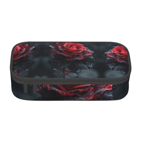 LJABCVNN Multifunktionales Federmäppchen mit rotem und schwarzem Rosenmuster, Schreibwaren-Organizer-Box für Damen und Herren LJABCVNN Multifunktionales Federmäppchen mit rotem und schwarzem Rosenmuster, Schreibwaren-Organizer-Box für Damen und Herren von LJABCVNN