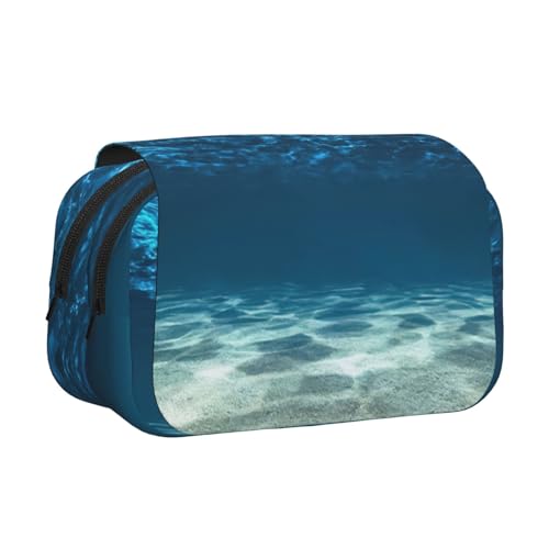 LJABCVNN Ocean Print Double Clamshell Stifteetui, 2-lagiges Federmäppchen mit Reißverschlusstaschen für Jungen und Mädchen von LJABCVNN