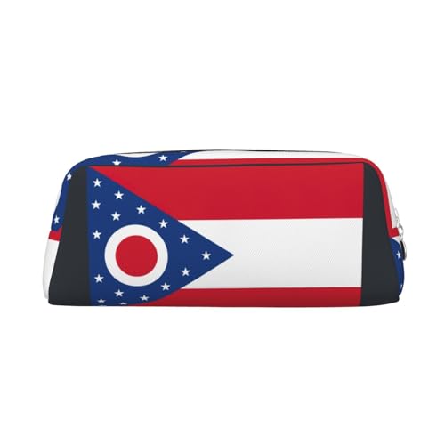 LJABCVNN Ohio Ledertasche mit Staatsflagge und Reißverschluss, Aufbewahrungstasche, Make-up-Organizer für Büro und den täglichen Gebrauch, silber, Einheitsgröße, Koffer von LJABCVNN