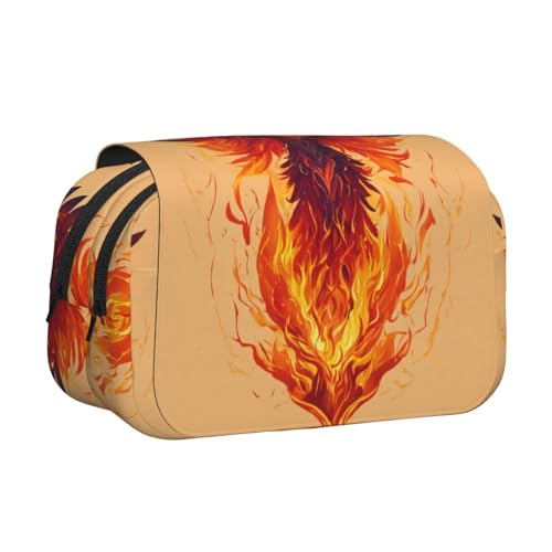 LJABCVNN Phoenix Federmäppchen, doppeltes Klappetui, 2-lagiges Federmäppchen mit Reißverschlusstaschen, für Jungen und Mädchen von LJABCVNN