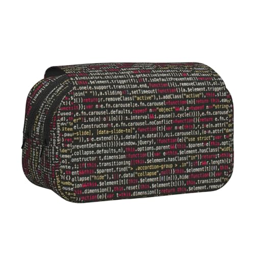 LJABCVNN Programmier-Code-Druck, doppeltes Klapp-Federmäppchen, 2-lagiges Federmäppchen mit Reißverschlusstaschen, für Jungen und Mädchen von LJABCVNN