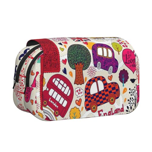 LJABCVNN Schulzeitung in englischer Sprache, doppeltes Klapp-Federmäppchen, 2-lagiges Federmäppchen mit Reißverschlusstaschen, für Jungen und Mädchen von LJABCVNN