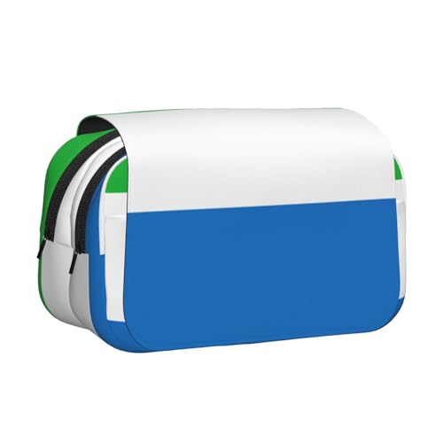 LJABCVNN Sierra Leone Stifteetui mit Flaggenaufdruck, doppeltes Klappetui, 2-lagiges Federmäppchen mit Reißverschlusstaschen, für Jungen und Mädchen von LJABCVNN