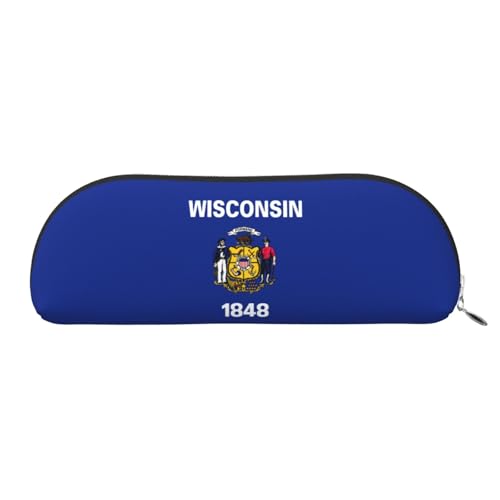 LJABCVNN Wisconsin Federmäppchen mit Staatsflaggen-Druck, für Jungen und Mädchen, für Schule, Büro, Reisen, Geschenk zum Schulanfang, silber, Einheitsgröße, Koffer von LJABCVNN