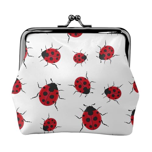 Ladybug Print Damen Mikrofaser Leder Kiss Lock Coin Purse Mini Wallet für Karten und Lippenstift von LJABCVNN