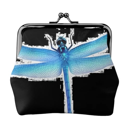 Libellen-Druck Damen Mikrofaser Leder Kiss Lock Münzbörse Mini Geldbörse für Karten und Lippenstift von LJABCVNN