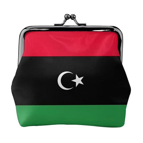 Libysche Flagge Druck Damen Mikrofaser Leder Kiss Lock Münzbörse Mini Geldbörse für Karten und Lippenstift von LJABCVNN