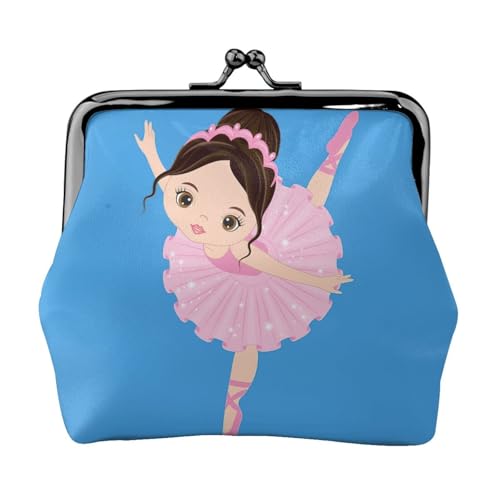 Little Ballerina Dancing Girl Print Damen Mikrofaser Leder Kiss Lock Münzbörse Mini Geldbörse für Karten und Lippenstift von LJABCVNN