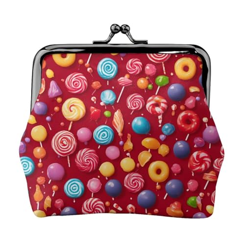 Lollipop Print Damen Mikrofaser Leder Kiss Lock Coin Purse Mini Wallet für Karten und Lippenstift von LJABCVNN