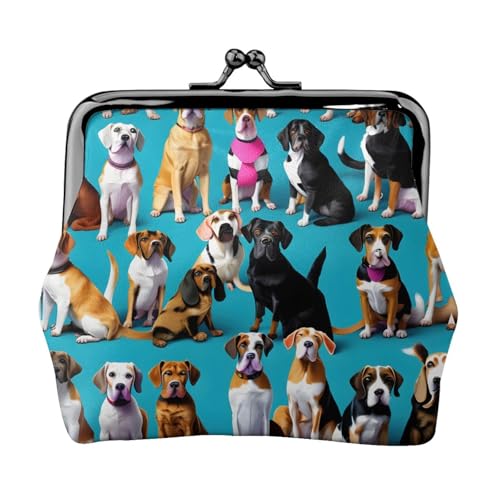Many Beagle Patterns Print Damen Mikrofaser Leder Kiss Lock Coin Purse Mini Wallet für Karten und Lippenstift von LJABCVNN