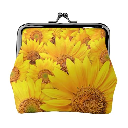 Many Sunflowers Print Damen Mikrofaser Leder Kiss Lock Münzgeldbörse Mini Geldbörse für Karten und Lippenstift von LJABCVNN