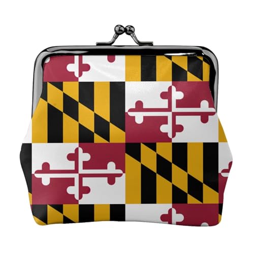 Maryland State Flag Print Damen Mikrofaser Leder Kiss Lock Coin Purse Mini Wallet für Karten und Lippenstift von LJABCVNN