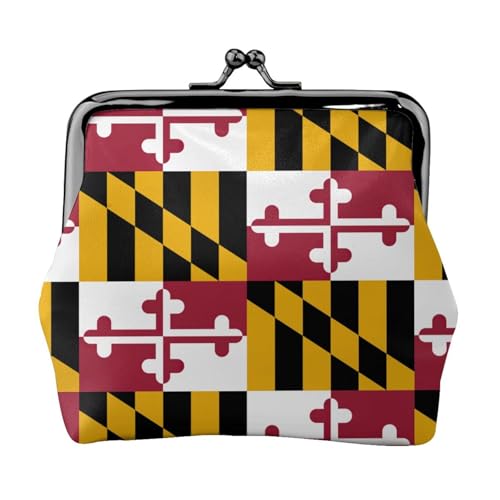 Maryland State Flag Print Damen Mikrofaser Leder Kiss Lock Coin Purse Mini Wallet für Karten und Lippenstift von LJABCVNN